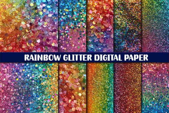 Download Rainbow Glitter Digital Paper Background - Premium Resources