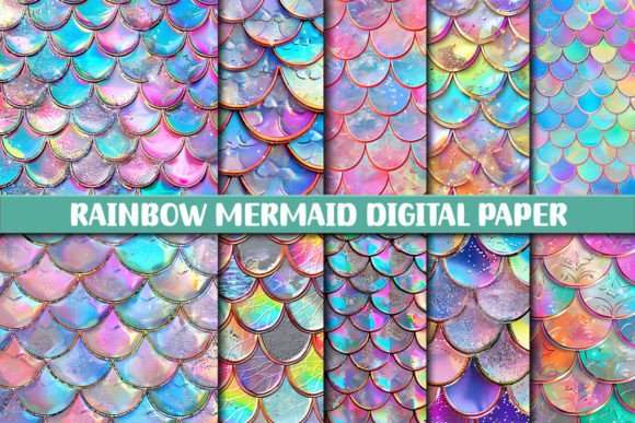Download Rainbow Mermaid Digital Paper Background - Premium Resources